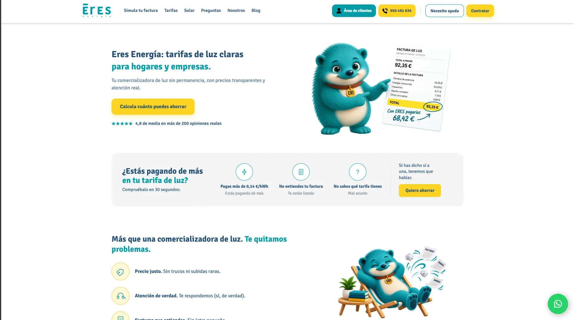 Captura en ordenador de Eres Energía